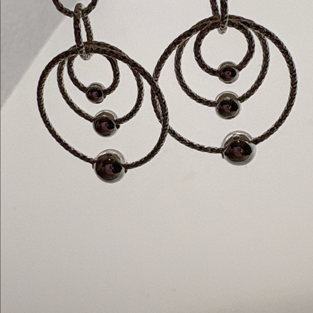 Sterling Silver 925 Chic Silver Triple Hoop & Ball Earrings NWOTS - Picture 6 of 6